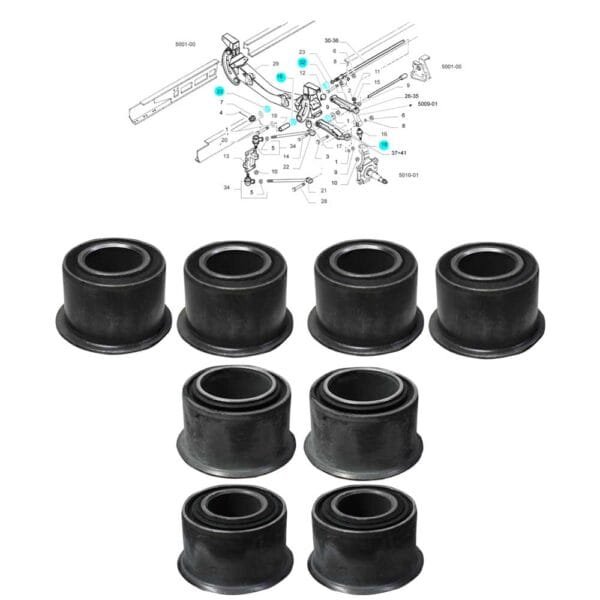 KIT BUCHAS DA BANDEJA QUADRO DE SUSPENSÃO DIANTEIRA DAILY 8 PÇS - Imagem 2